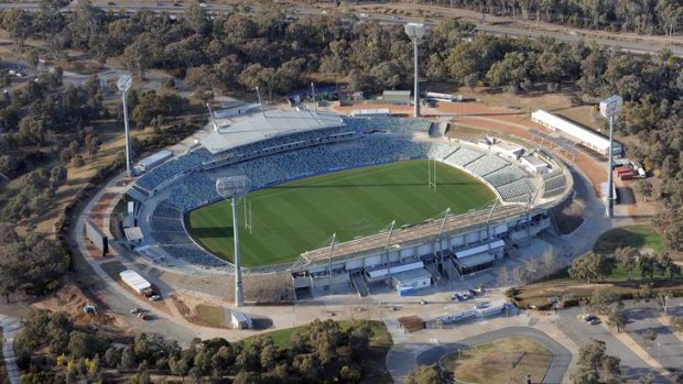The Canberra Liberals say they will upgrade the existing Canberra Stadium (pictured), rather than building a new rectangular stadium in the city centre.
