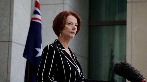 Julia Gillard at her news conference yesterday.