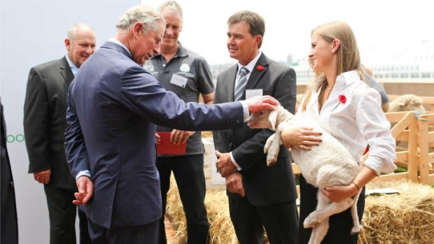 Prince Charles wore a double breasted Australian Merino suit to meet the friends of the Australian Wool Innovation.