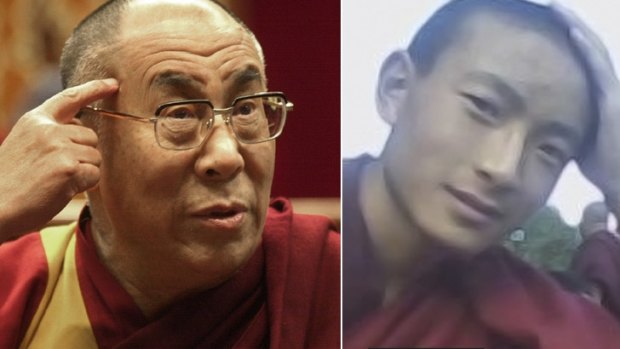 The Dalai Lama and Lobsang Lozin, a young monk who self-immolated in 2012.