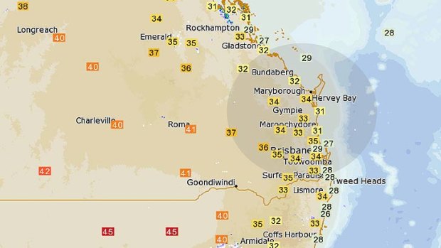 Temperatures climb across the state as the heatwave makes its way towards Brisbane on Friday morning. <B><A href= http://www.bom.gov.au/australia/meteye/> CLICK HERE TO SEE LIVE MAP</a></b>