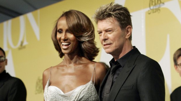 David Bowie and his wife Iman pose at the 2005 CFDA Fashion Awards in New York. 