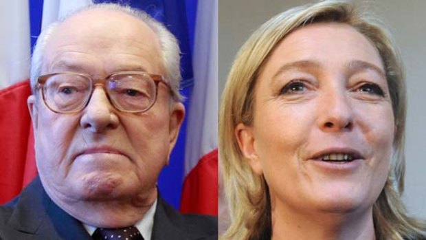 Changing guard ... Jean-Marie Le Pen, left, and Marine Le Pen.