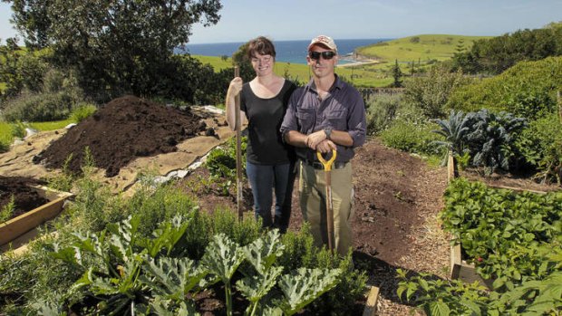 Back to nature: Fiona and Adam Walmsley at Buena Vista Farm. They sell free-range eggs, pork and organic vegetables.