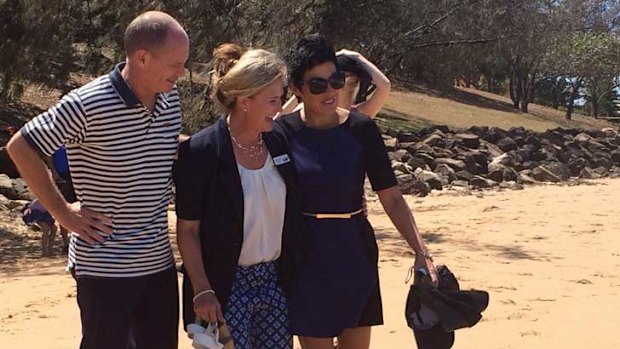 Premier Campbell Newman with the LNP candidate for Redcliffe Kerri-Anne Dooley, and his wife, Lisa Newman.