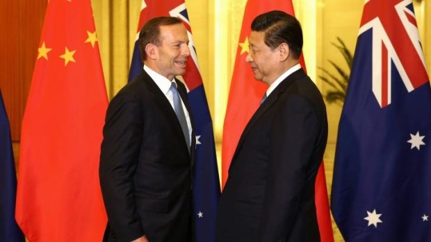 Close to a deal: Prime Minister Tony Abbott and China President Xi Jinping.