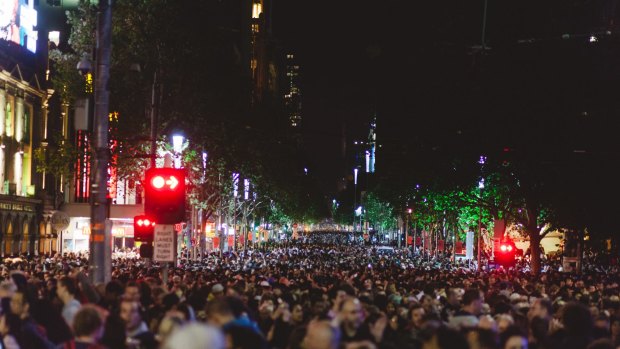 White Night crowds on Swanston Street last year.