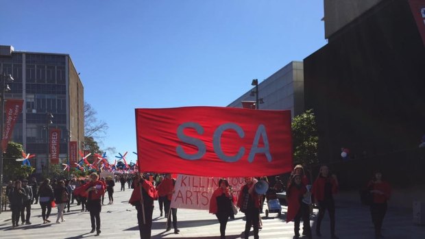 'Save SCA' campaigners protest against planned job cuts at the Sydney College of the Arts.