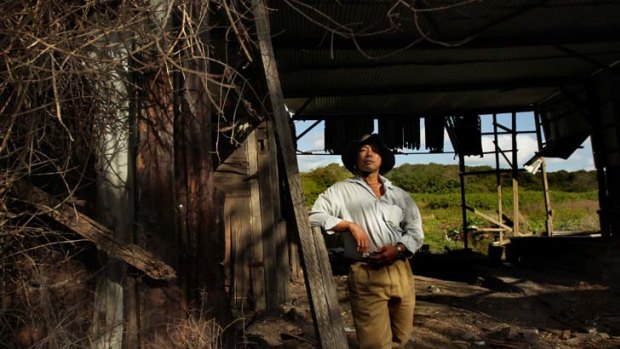 ''Shattered if we have to move'' &#8230; tenant farmer Gordon Ha at the shed on heritage-listed land that has been earmarked for use as burial plots.