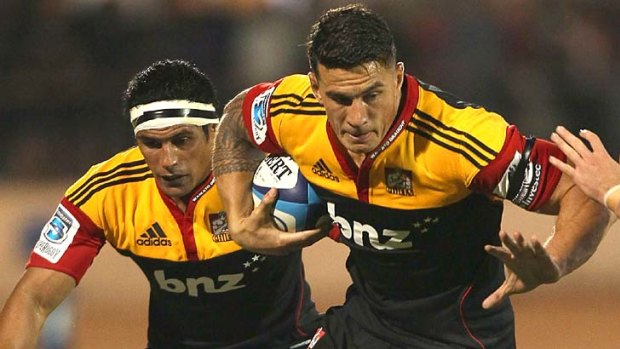 Sonny Bill Williams of the Chiefs is tackled.