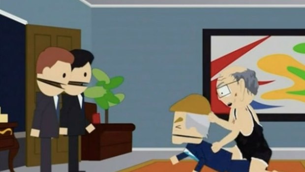 Still from the controversial <i>South Park</i> episode which shows Donald Trump being murdered by Mr Garrison.