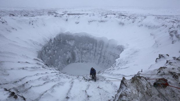 One of the craters in a Siberian area called "the ends of the Earth".