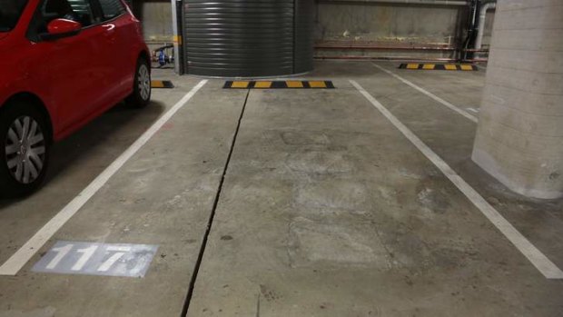 A parking space for Diamond Boutique customers in the underground parking lot at the Mode 3 development in Braddon.