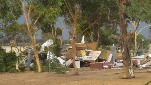 At Tressie’s Caravan Park, many trees and a donga used for accommodation were flattened by the forceful winds.