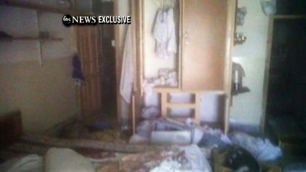 Ransacked ... a room in the interior of the compound where Osama bin Laden lived.