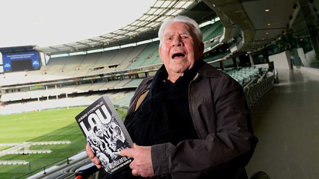 Lou Richards launching his book at the MCG.