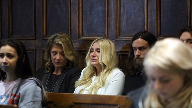 Rosemary Patricia "Pebe" Sebert and her daughter Kesha Rose Sebert as they learn Kesha will not be released from her record label contract in Manhattan Supreme Court on February 19.