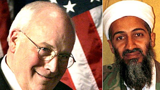 US vice-president Dick Cheney, left, and terror mastermind Osama bin Laden.