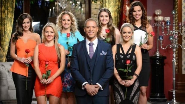 Seven left (not including an ill Laurina) ... Rose winners on Episode 13 stand with The Bachelor, Blake Ferguson.