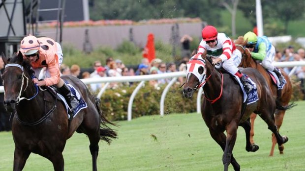 Black Caviar beats Hay List to win last weekend's Group 1 Lighting Stakes (1000m) at Flemington.