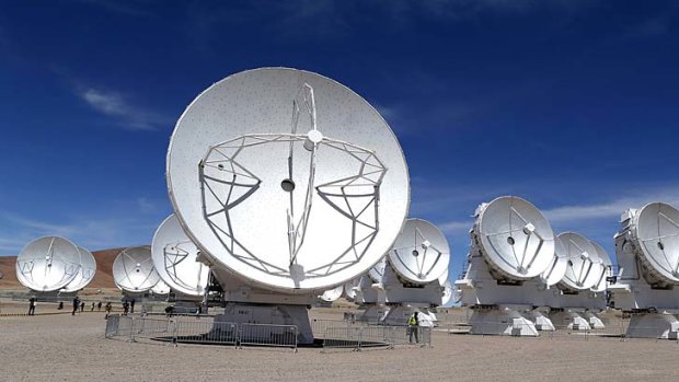 Rare find: Some of the antennas that form the ALMA project, which discovered the star embryo.