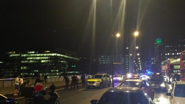 Police descended on London Bridge after a van reportedly hit pedestrians.