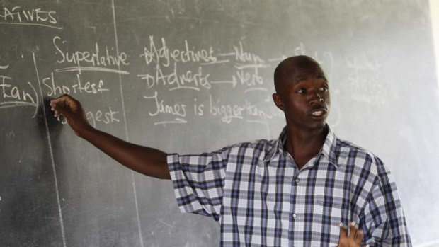 A teacher at the Nakivale Refugee Settlement in Uganda.