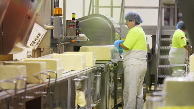 Cheese making room at Warrnambool Cheese and Butter, the dairy producer at the heart of a three-way takeover battle.