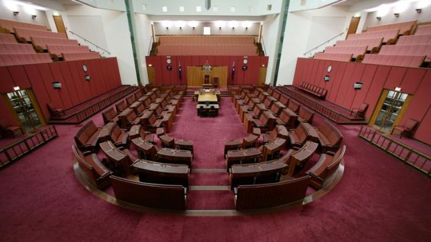 The senate chamber in Canberra's Parliament House.