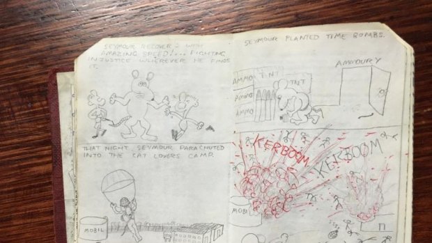 Seymour the mouse guns down his enemies in Julian Knight's chilling high school cartoon. Photo: Supplied