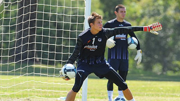 Mitchell Langerak at Melbourne Victory practice in January.