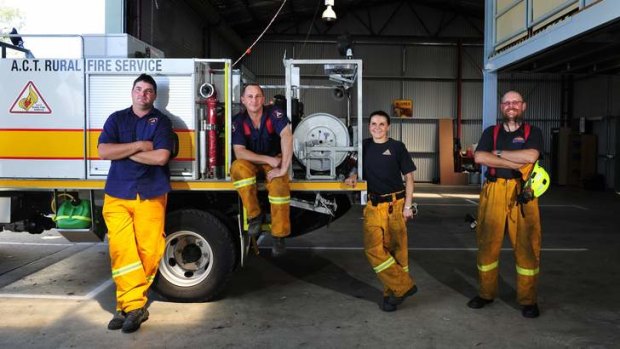 Volunteer firefighters Dennis Harding, Jamie Schulhin, Charlotte Adams and Matt Leonard.