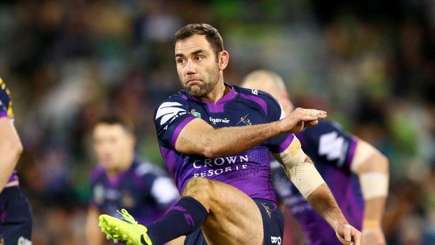 Kicking on: Melbourne Storm's Cameron Smith.