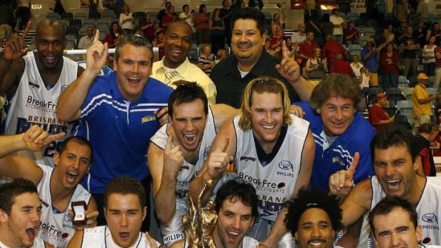 The Brisbane Bullets celebrate their NBL win 2007