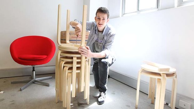 Frustration-free: Will Chivers from Airtasker assembles IKEA stools.