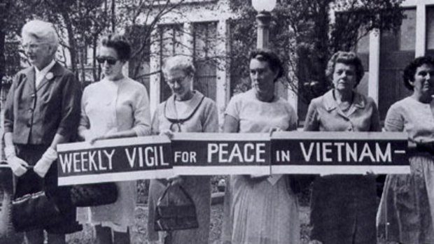 Protesting Vietnam war...Margaret Holmes (third from left).