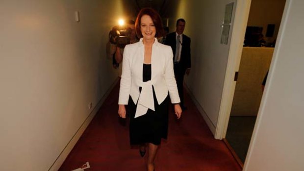 Let's get to work ... the Prime Minister Julia Gillard heads back to her Parliament House office.