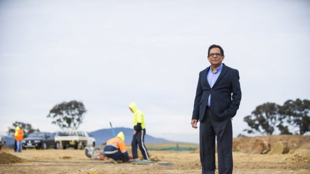 Former vice president of the Canberra Muslim Community, Tanveer Khan, at the site of the Gungahlin Mosque in July last year.