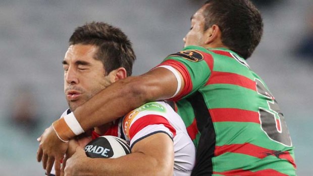 Tough night in the office ... Roosters' captain Braith Anasta.