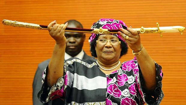 Empowered &#8230; the Malawi President, Joyce Banda, at her swearing-in ceremony.