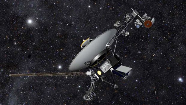Exit star left: An artist rendering of NASA's Voyager 1 spacecraft.