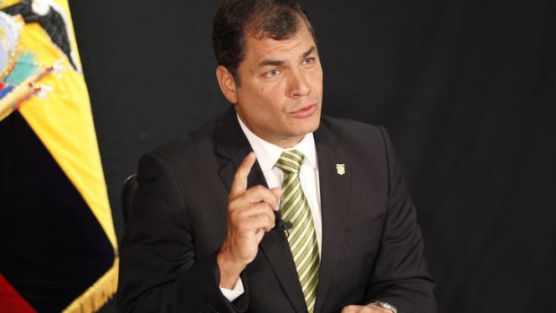 Rafael Correa ... hit out at the British government for its "contradictions".