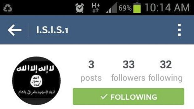 A screen shot of an Australian Instagram account in support of ISIL.
