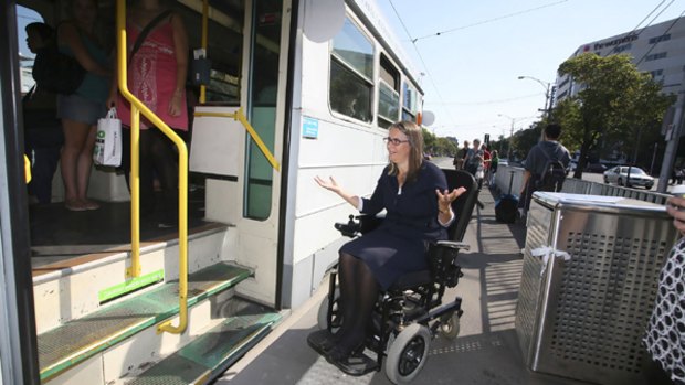 Wendy Brooks can't access the trams that stop across the road from her work or near to her Port Melbourne home.