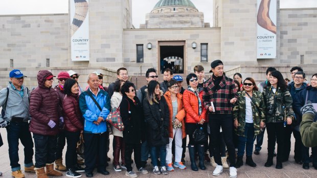 Some of the Singaporean tourists who are on a tour of Canberra and Sydney with Desmond Tan.