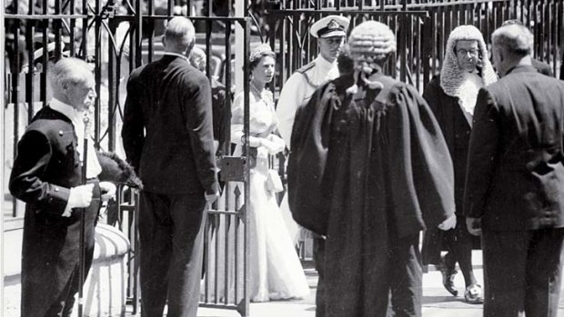 Bicentennial special ... the Queen visits NSW Parliament in 1954.