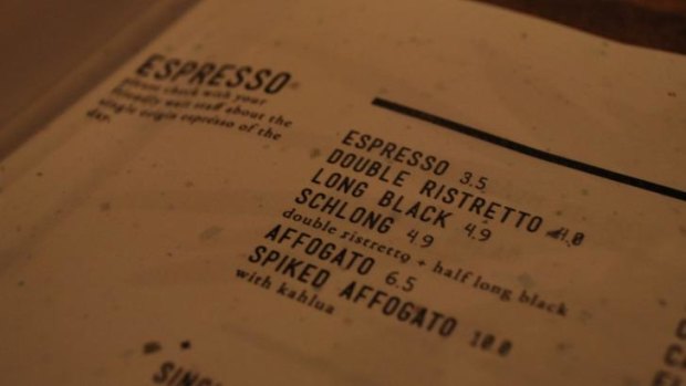 Strangers' Reunion had an interesting offering on the coffee menu.
