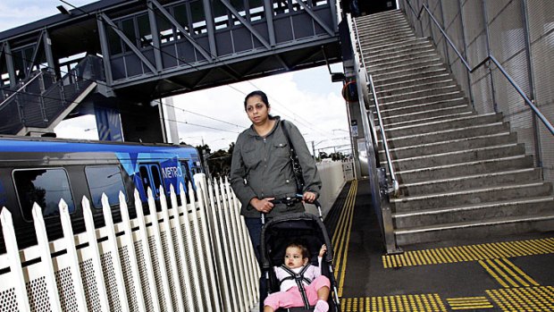 Shanika Dannangoda has in the past carried her pram down steep stairs when the lifts at Laverton station were out of order.