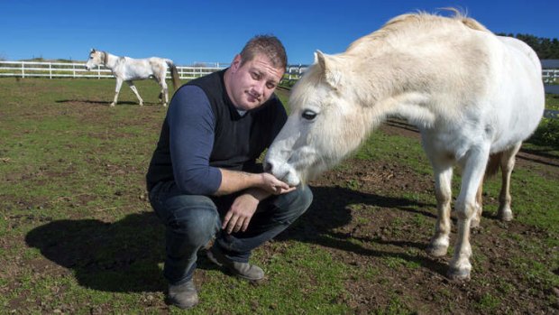 Protest organiser Anthony Swords with Bella the Welsh pony.