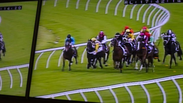The fall: O'Hara crashes off Natch Catch at Canterbury.